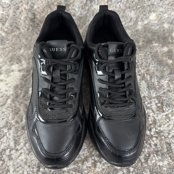 Guess Womens Size 8.5M Fever Running Lace Up Sneakers Black Walking Shoes - Picture 2 of 9